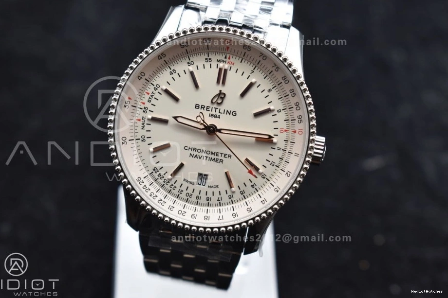 SS Navitimer Bracelet 1:1 Functional RG White 1 923 on Edition V7F Best A Dial Bezel SS 0827